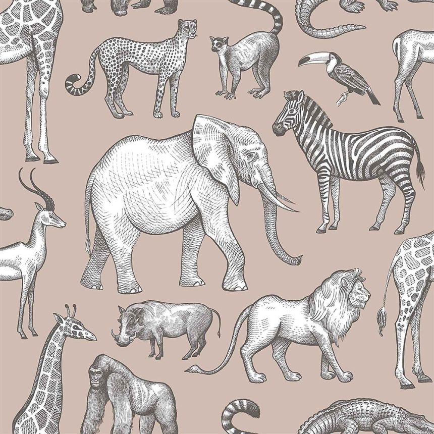 Régi rózsaszín vlies tapéta Állatok Afrikából 139271, Forest Friends, Esta
