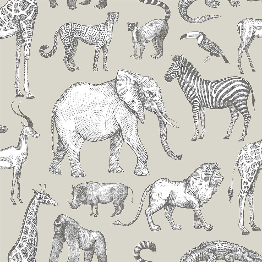 Mentolzöld vlies tapéta Állatok Afrikából 139270, Forest Friends, Esta