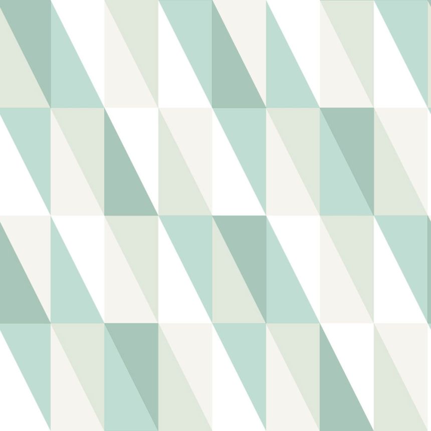 Geometrikus vlies tapéta, zöld-fehér háromszögek 138920, Little Bandits, Esta