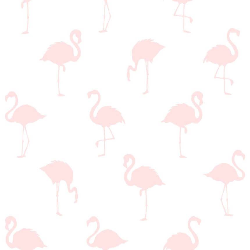 Vlies fehér tapéta rózsaszín flamingókkal 138918, Little Bandits, Esta