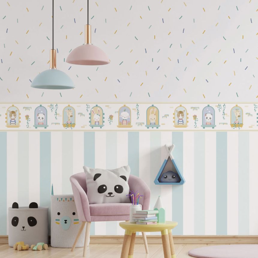 Gyermek öntapadós tapéta bordűr állatokkal 473-2, Pippo, ICH Wallcoverings