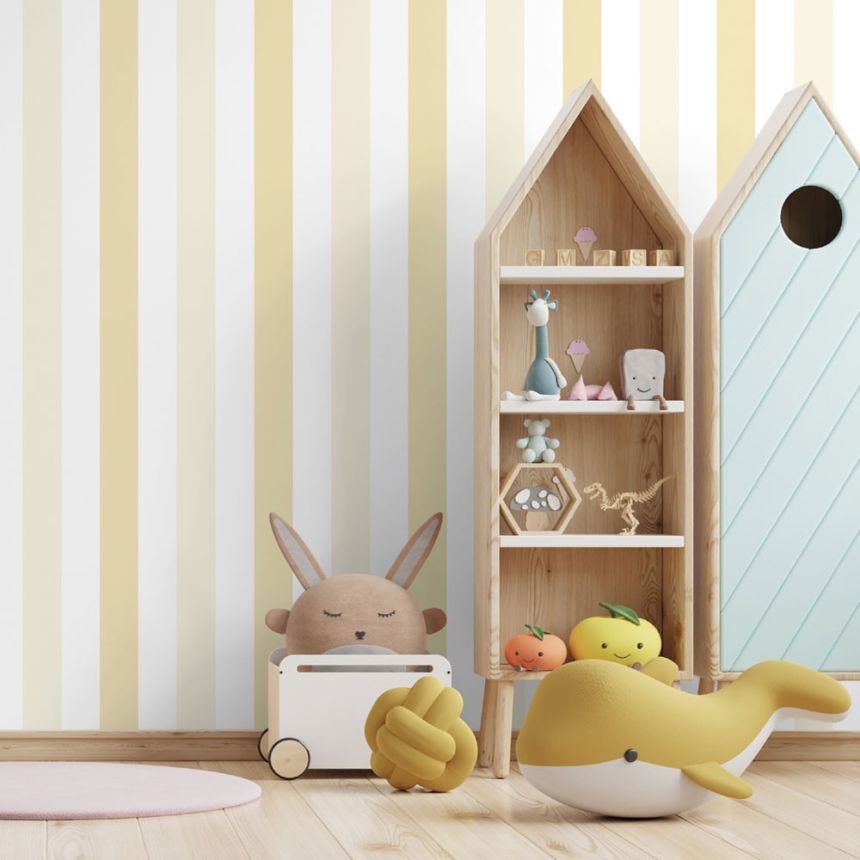 Papír tapéta, fehér és rózsaszín csíkokkal 461-3, Pippo, ICH Wallcoverings