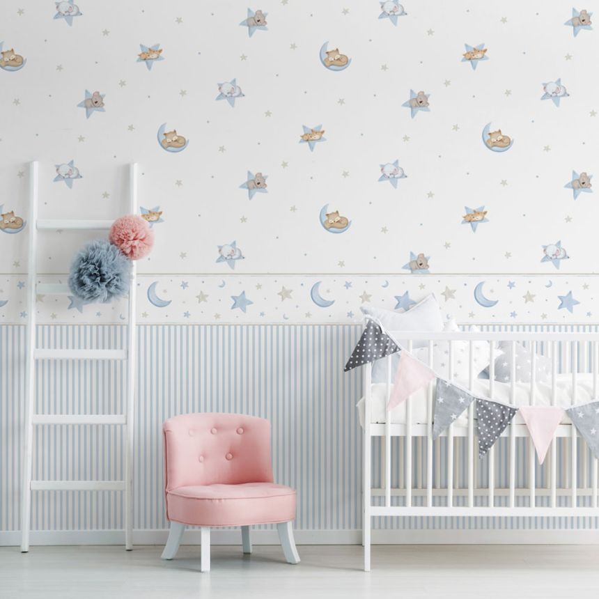 Papír gyerek tapéta csillagokkal és állatokkal 450-3, Pippo, ICH Wallcoverings