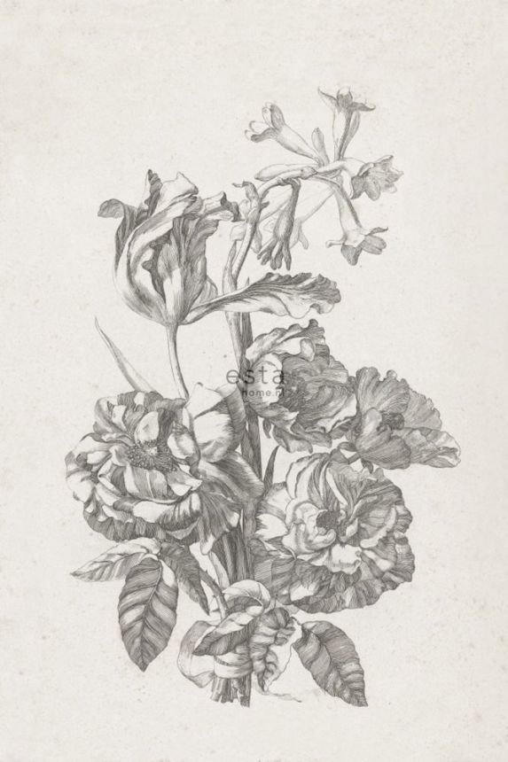 Vlies poszter tapeta, Virágcsokor gravírozás 158887, 186 x 279 cm, Blush, Esta Home