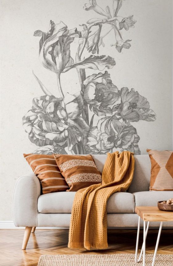 Vlies poszter tapeta, Virágcsokor gravírozás 158887, 186 x 279 cm, Blush, Esta Home
