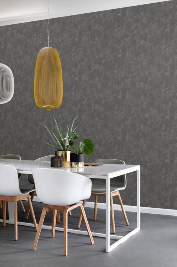 Szürke-fekete vlies tapéta tapéta, vakolatutánzat 148725, Blush, Esta Home