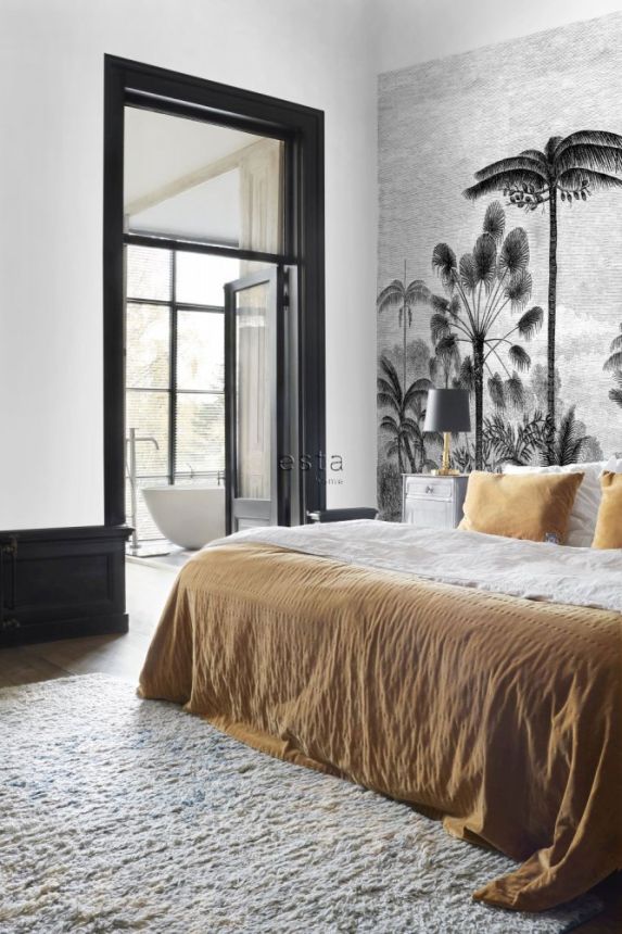 Vlies fekete-fehér poszter tapeta - dzsungel, pálmafák 158952, 350x279cm, Paradise, Esta