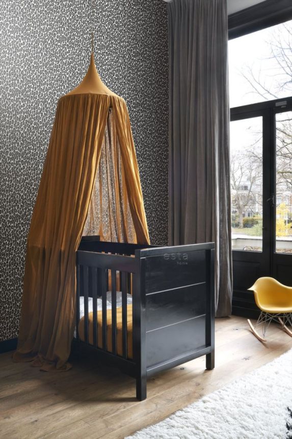 Vlies fekete-fehér tapéta - leopárd bőr utánzata 136810, Paradise, Esta Home