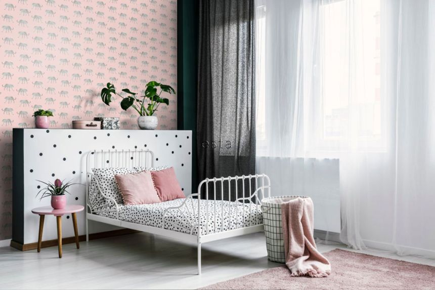 Vlies rózsaszín tapéta leopárdokkal 139177, Paradise, Esta Home