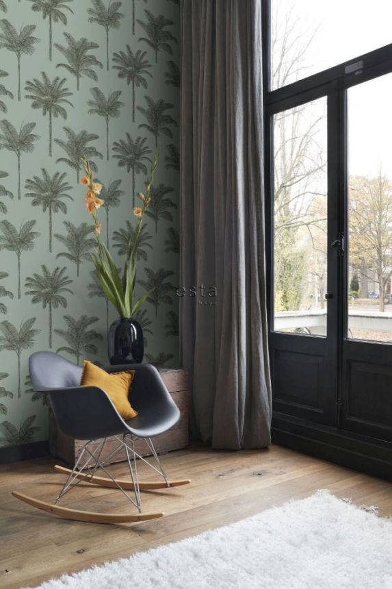 Vlies zöld tapéta pálmafákkal 139165, Paradise, Esta Home