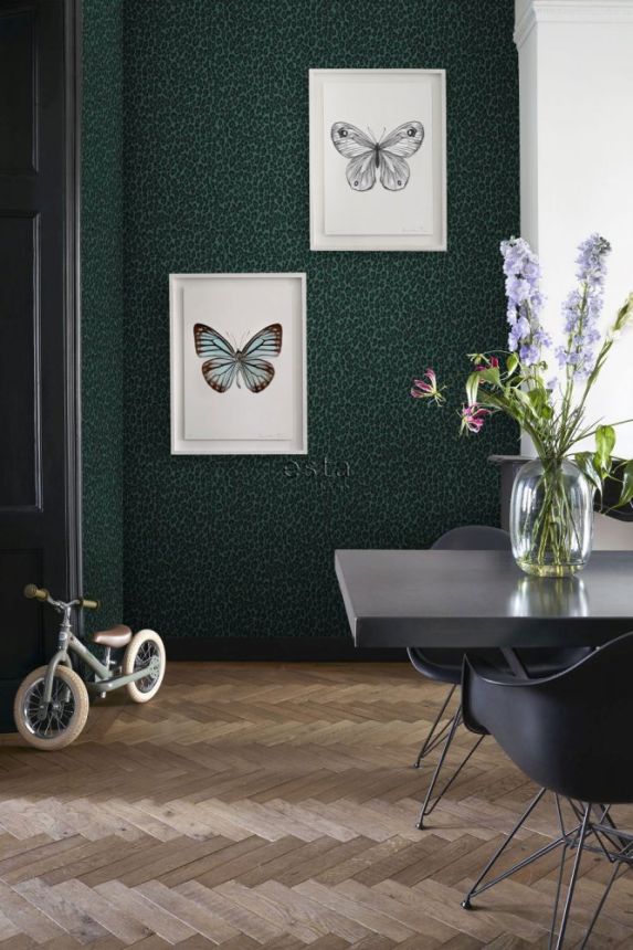 Vlies zöld tapéta - leopárd bőr utánzata 139153, Paradise, Esta Home