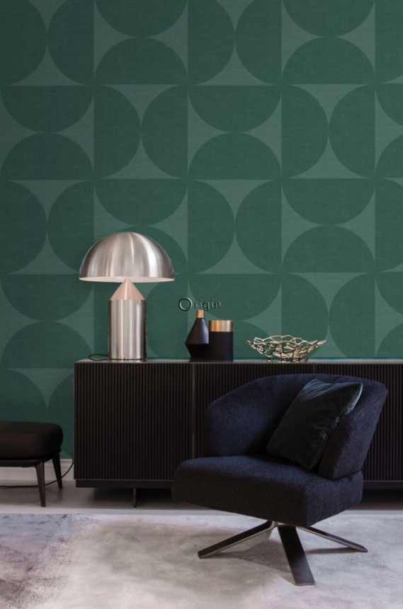 Vlies zöld geometrikus tapéta - félgömbök 357225, Natural Fabrics, Origin