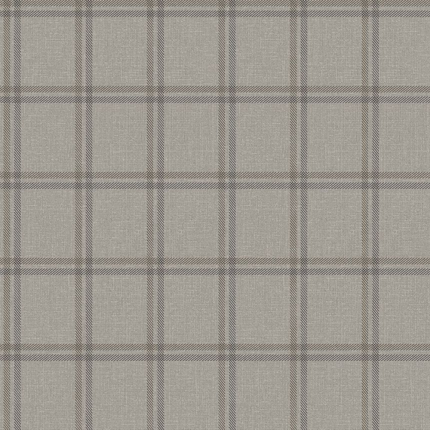 Vlies tapéta, barna szövet utánzat, angol kockás 347624, Natural Fabrics, Origin