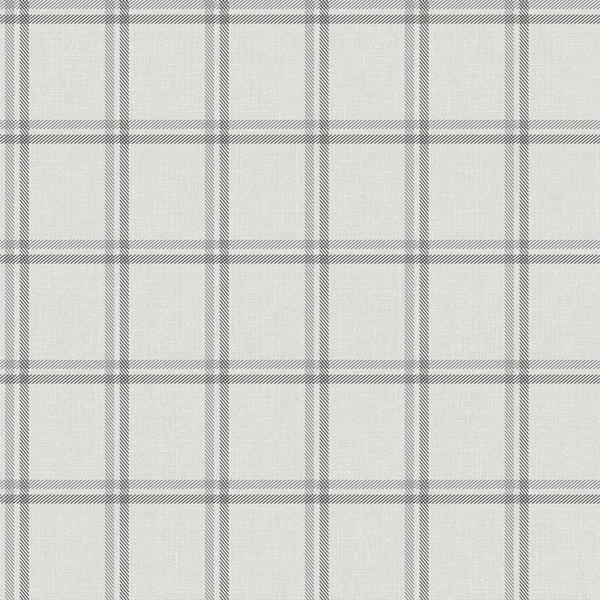 Nem szőtt tapéta, szövetutánzat, szürke kockás 347621, Natural Fabrics, Origin