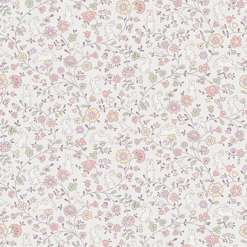 Aranyos vlies gyerek tapéta - virágok, nyuszik JS3101, Jack´N Rose 2024 , Grandeco