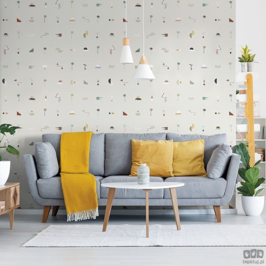 Szürke vlies tapéta pálmafákkal, párducokkal 6510-2, 106x300cm, Batabasta, ICH Wallcoverings