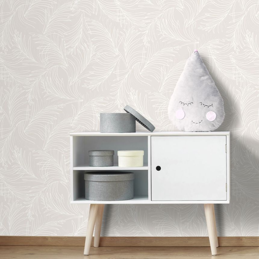 Bézs vlies tapéta, pálmalevél 6507-2, Batabasta, ICH Wallcoverings