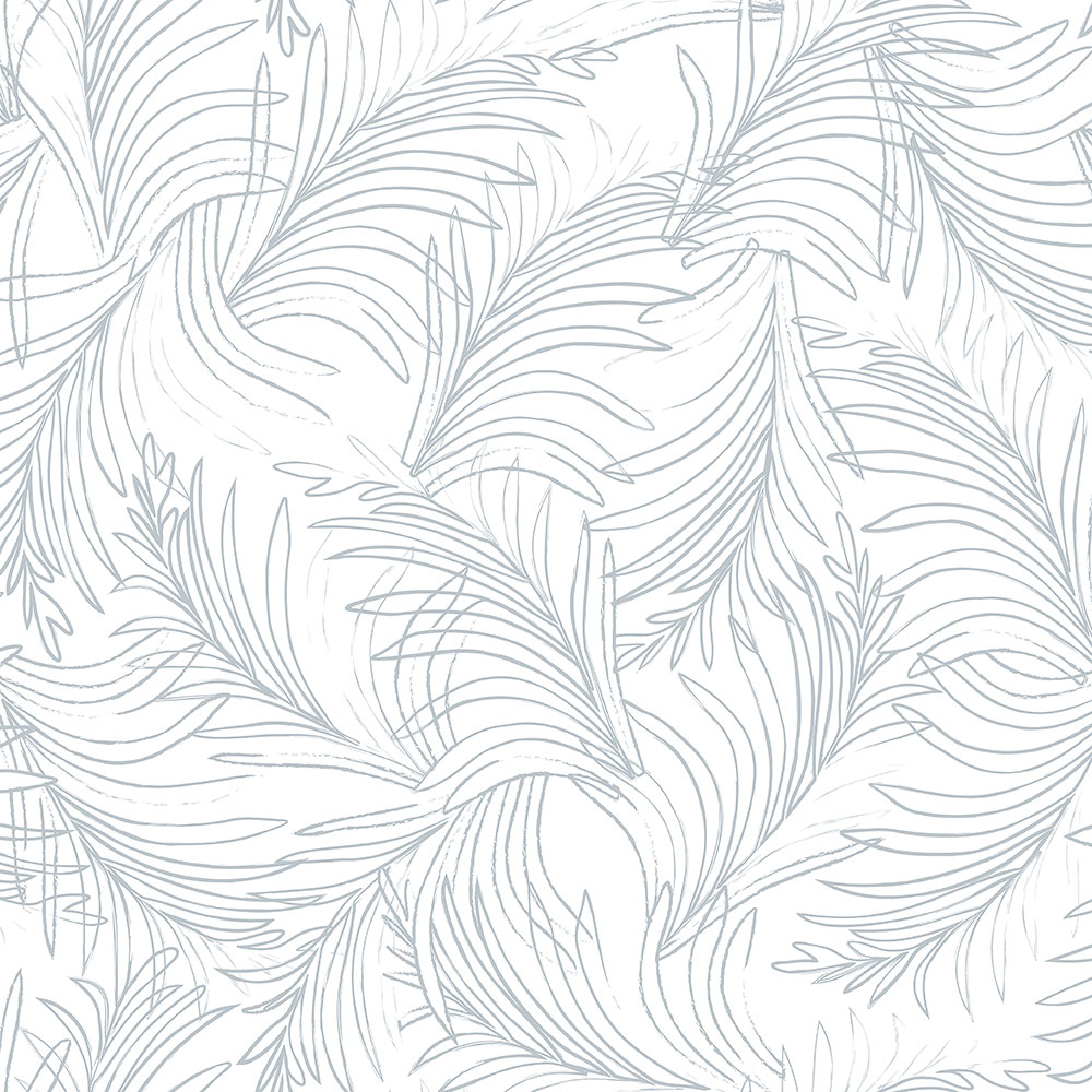 Fehér-kék vlies tapéta, pálmalevél 6507-1, Batabasta, ICH Wallcoverings