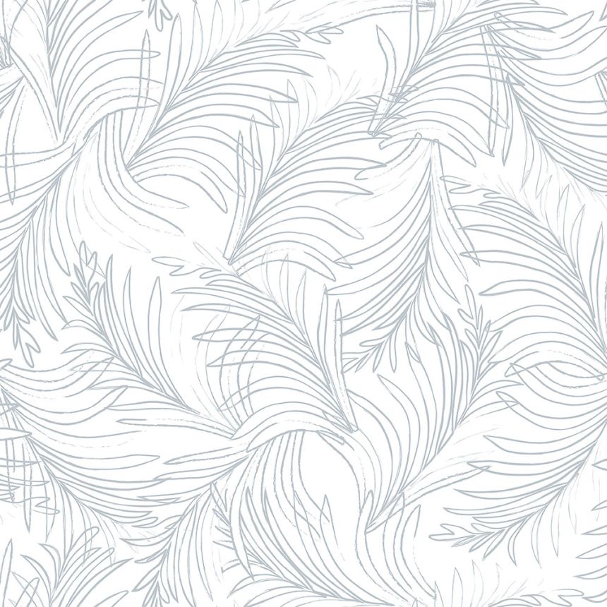 Fehér-kék vlies tapéta, pálmalevél 6507-1, Batabasta, ICH Wallcoverings