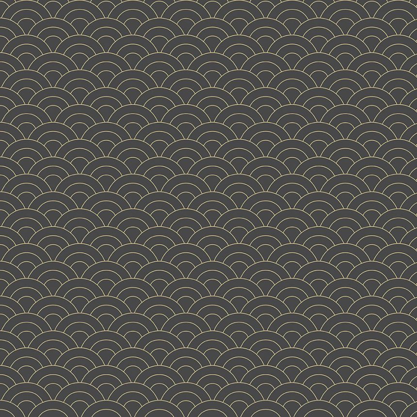 Fekete-arany vlies tapéta, íves mintával 6506-4, Batabasta, ICH Wallcoverings