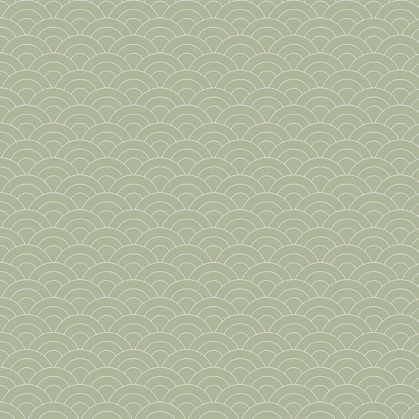 Zöld vlies tapéta, íves mintával 6506-3, Batabasta, ICH Wallcoverings