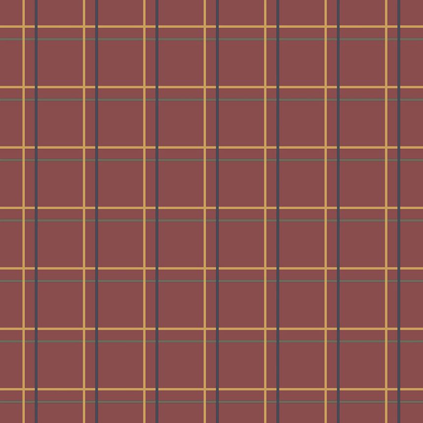 Piros geometrikus vlies tapéta, tartán 6505-4, Batabasta, ICH Wallcoverings