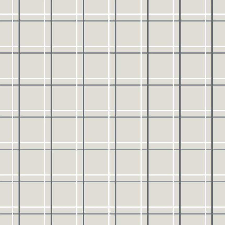 Szürke geometrikus vlies tapéta, tartán 6505-2, Batabasta, ICH Wallcoverings
