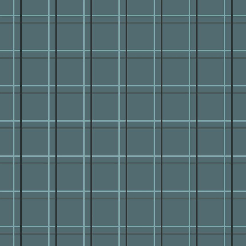 Türkiz geometrikus vlies tapéta, tartán 6505-1, Batabasta, ICH Wallcoverings