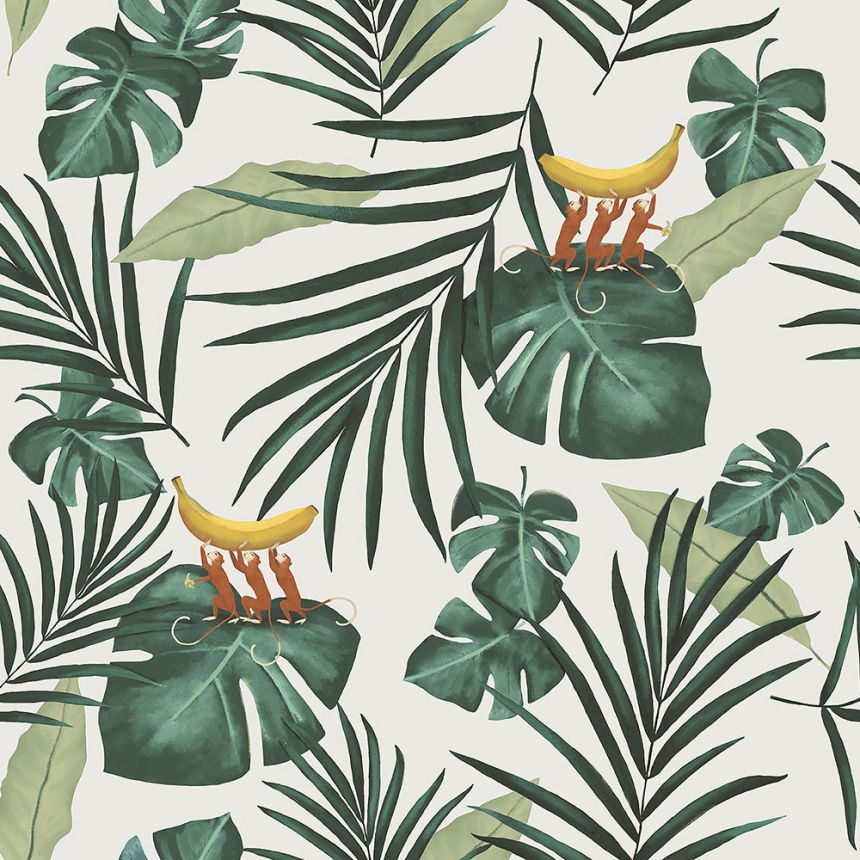 Vlies tapéta, levelek, majmok 6502-2, Batabasta, ICH Wallcoverings