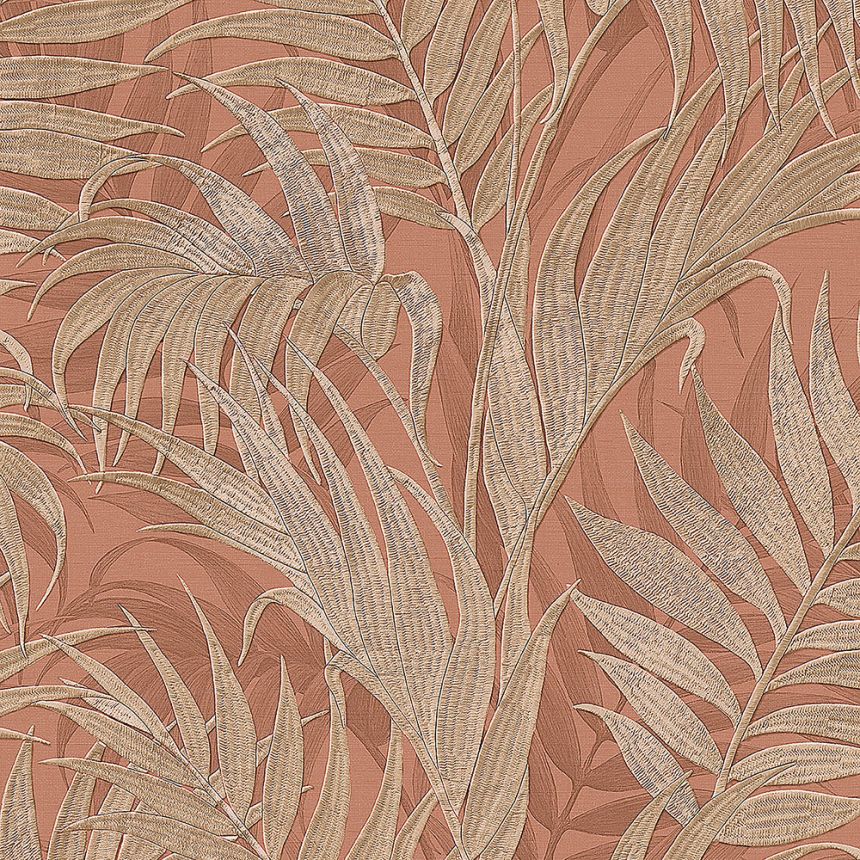 Luxus terrakotta vlies tapéta, pálmalevelek GR322106, Grace, Design ID