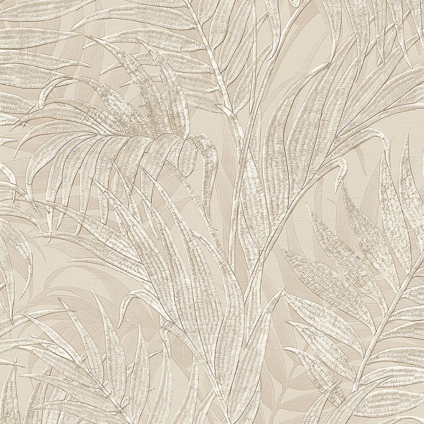 Luxus bézs vlies tapéta, pálmalevelek GR322102, Grace, Design ID