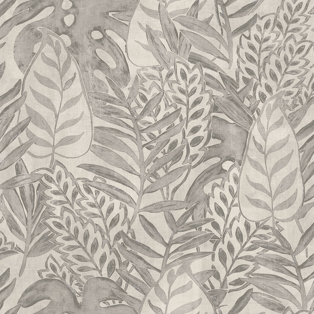 Vlies bézs tapéta, levelek, textil szerkezet TA25060 Tahiti, Decoprint