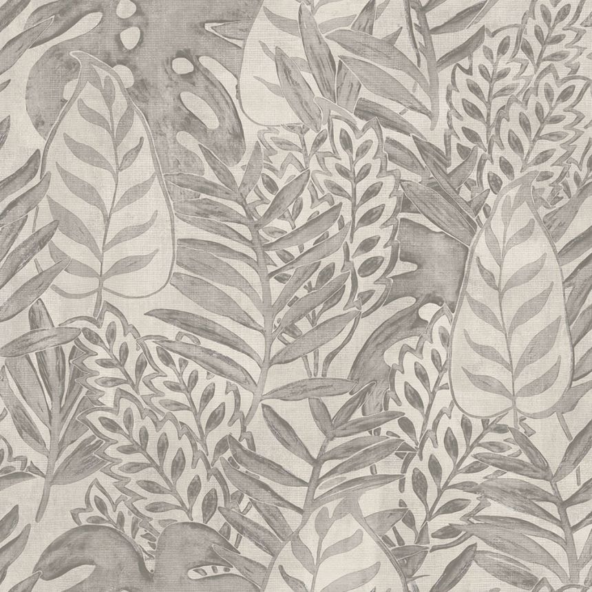 Vlies bézs tapéta, levelek, textil szerkezet TA25060 Tahiti, Decoprint