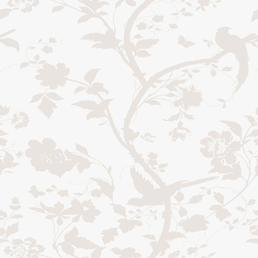 Vlies tapéta bézs virágokkal és madarakkal 113391, Laura Ashley, Graham & Brown