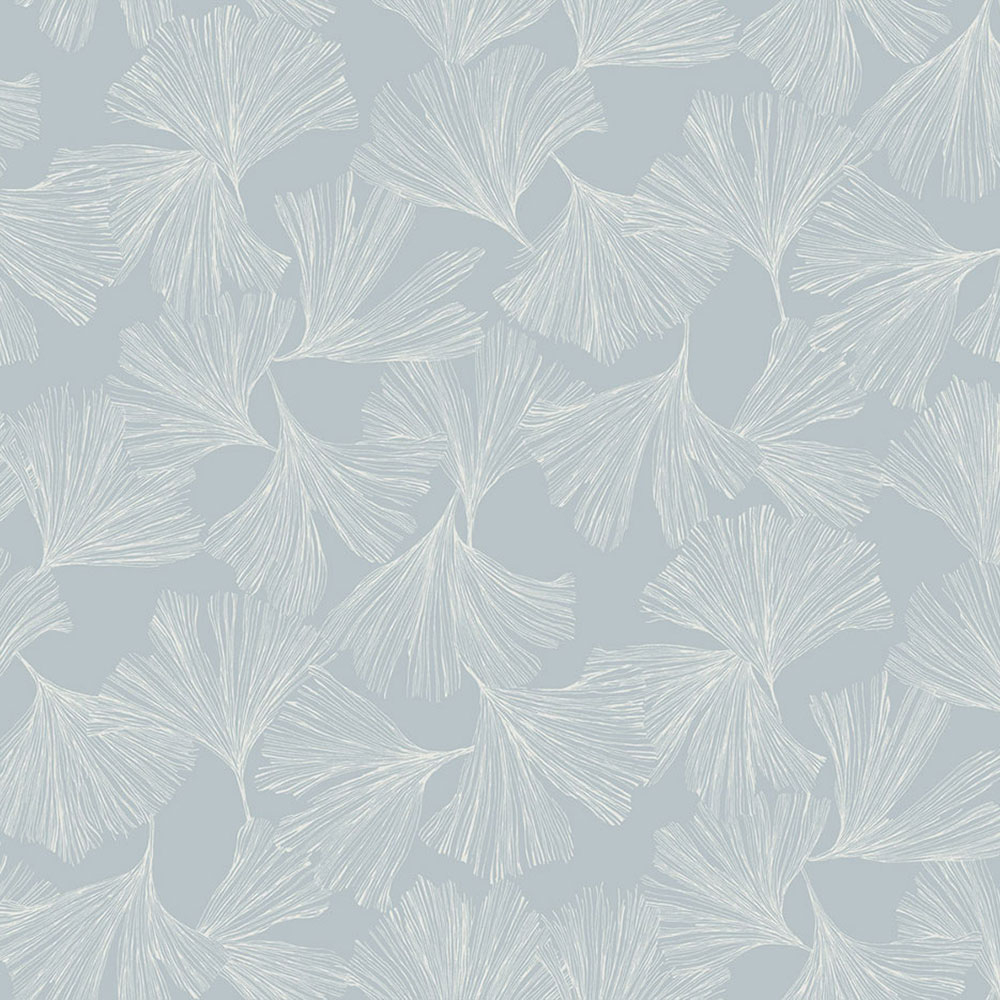 Kék vlies tapéta, fehér ginkgo levelek DD3743, Dazzling Dimensions 2, York