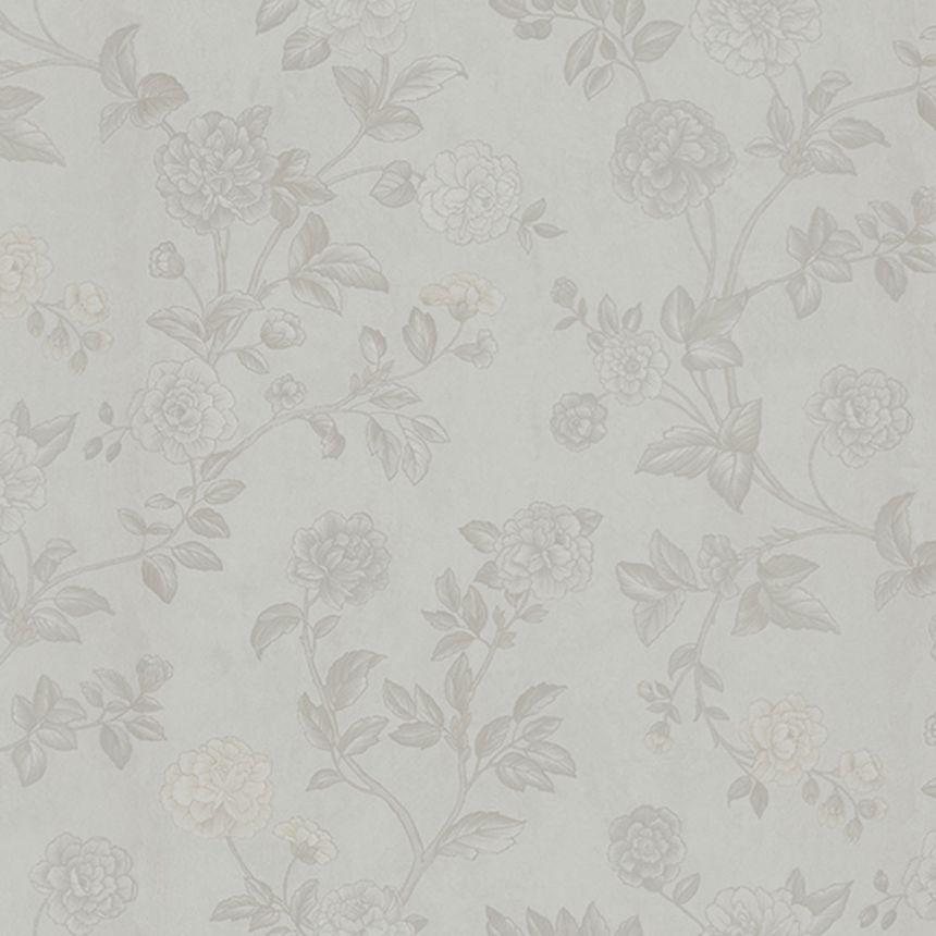 Fehér vlies virágos tapéta, Z66805, Satin Flowers, Zambaiti Parati