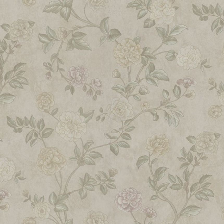 Bézs vlies virágos tapéta, Z66801, Satin Flowers, Zambaiti Parati