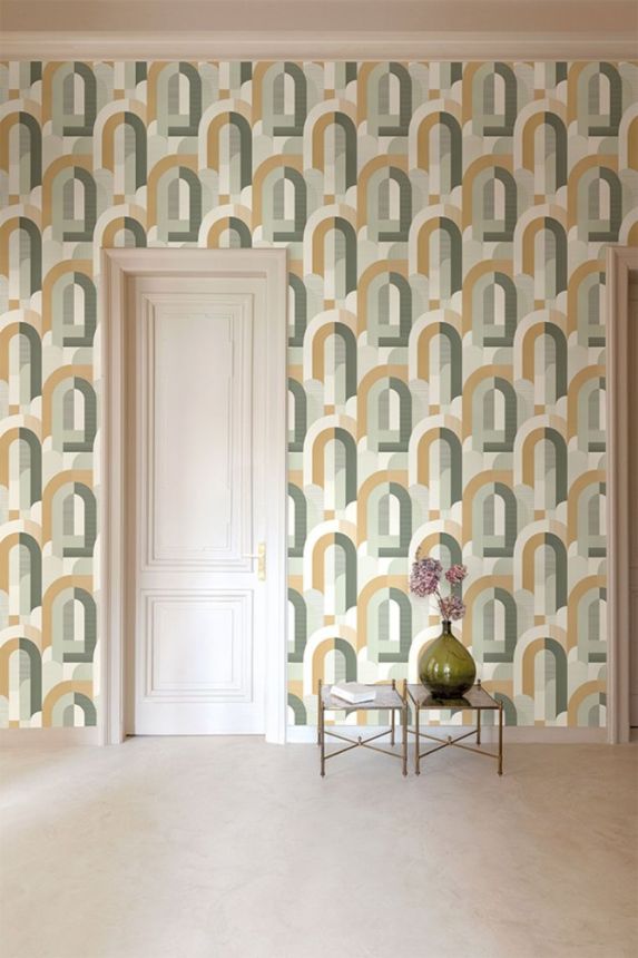 Zöld vlies tapéta, Art Deco stílusban MN3609, Maison, Grandeco