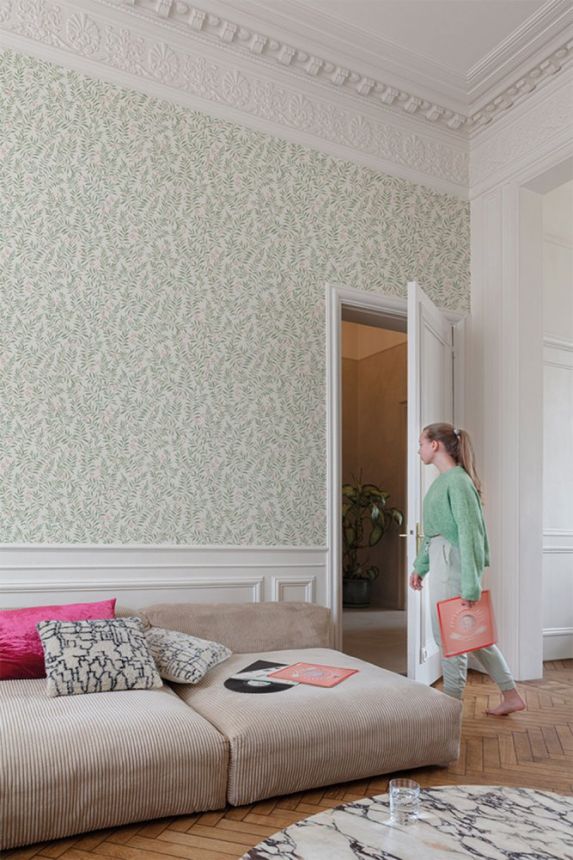 Zöld vlies tapéta - gallyak, levelek MN3409, Maison, Grandeco