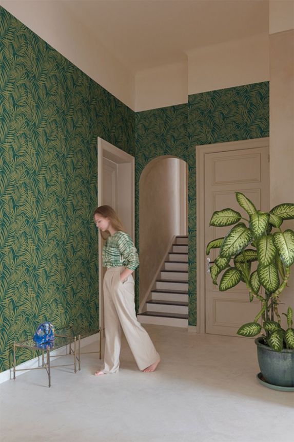 Zöld-arany vlies tapéta pálmalevelekkel MN2014, Maison, Grandeco