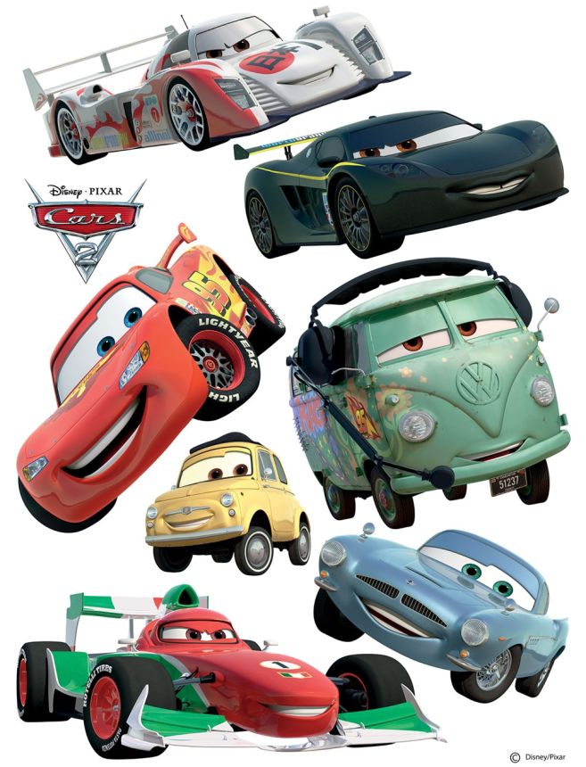 Gyerek öntapadó matrica DK 886, Disney Cars/Verdák 2, Mc Queen a Francesco Bernoulli, AG Design